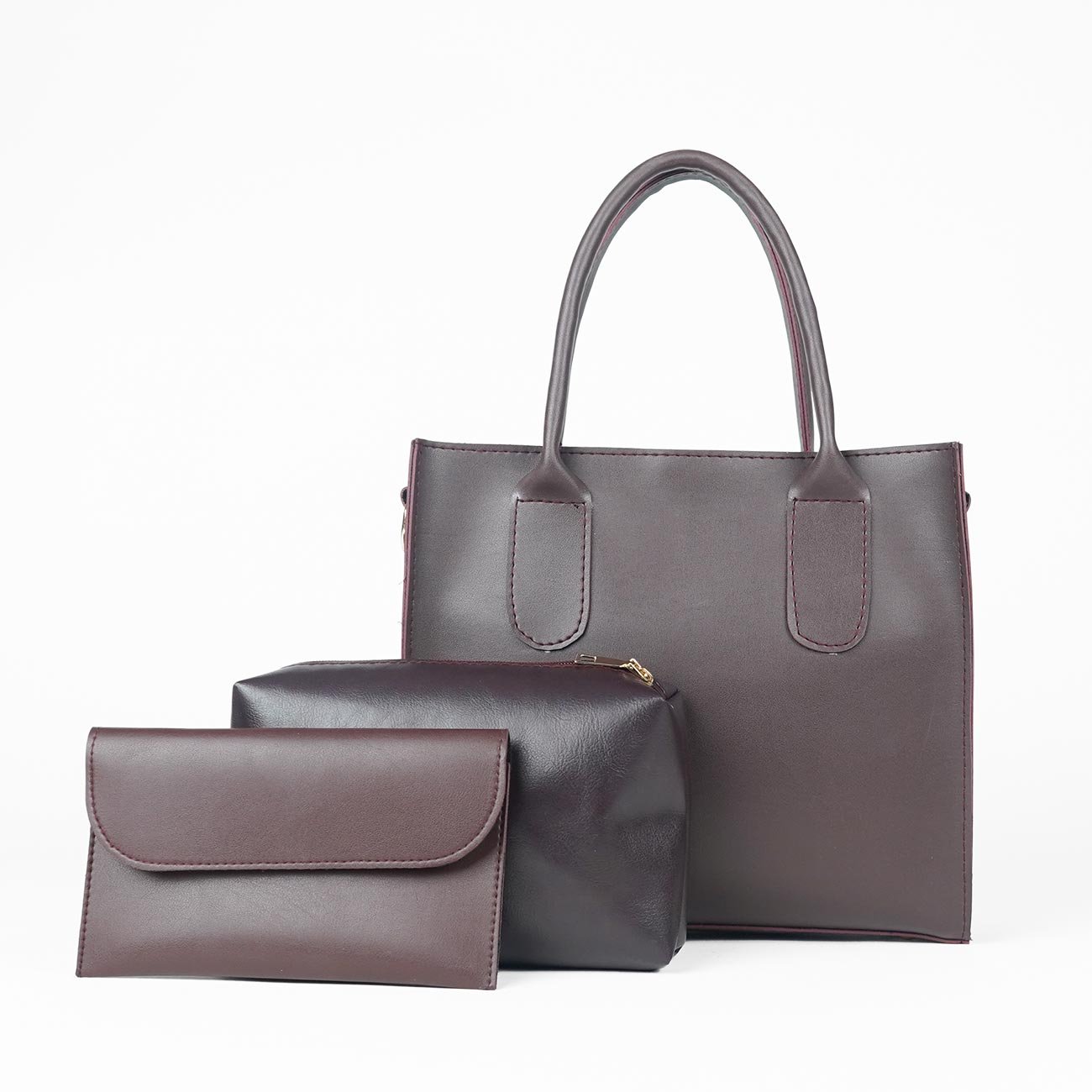 catchy bag set of 3 maroon - Image 2